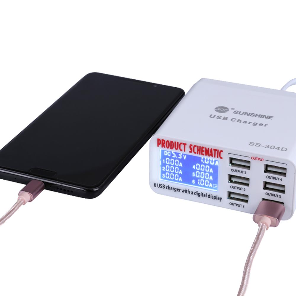 100V-240V Repair Tools Mobile Phones 6-Port USB Fast Charger for iPhone iPad Samsung Repair Tools Kit Ferramentas