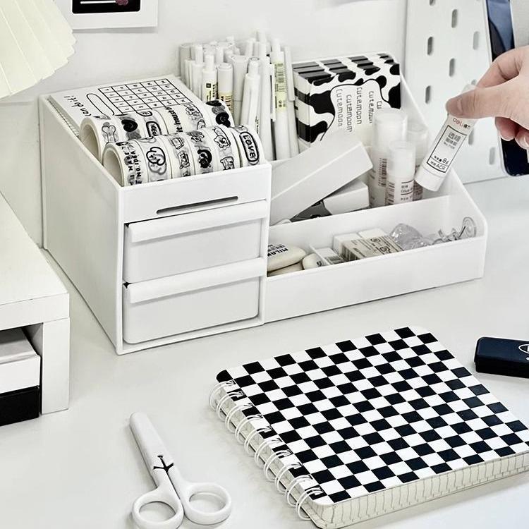 Student Minimalistischer Schreibtisch-Organizer: Kosmetik- und Schreibwaren-Aufbewahrungsbox mit hoher Kapazität und kreativem Stifthalter