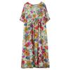 Vintage Květinové Bavlněné Letní Šaty Plus Size pro Ženy Ležérní Volné Dlouhé Krátký Rukáv Nové v Šatech