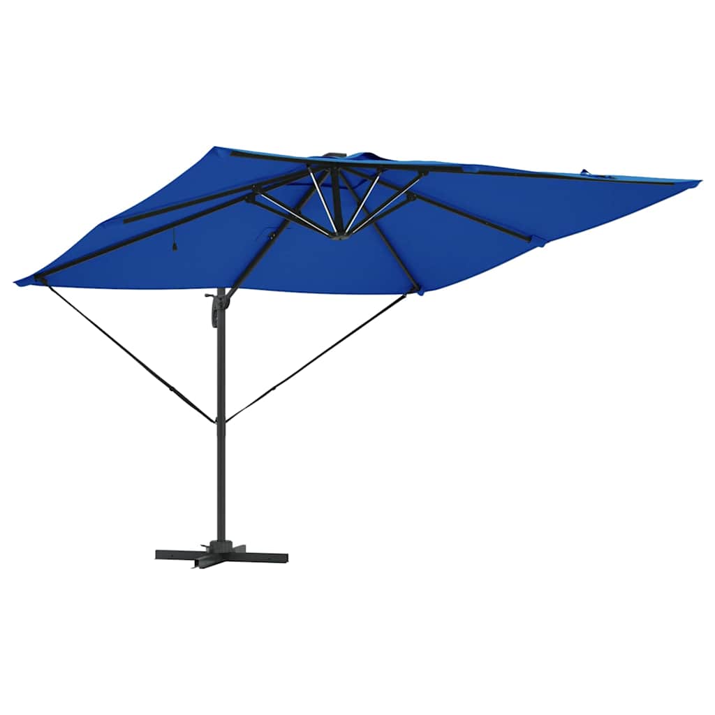 Cantilever Sun Umbrella with LED Light Strips Azure Blue 286 X 284 X 270 Cm