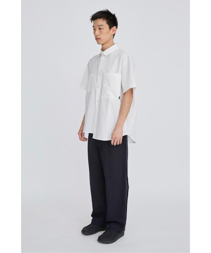 RECODE Split Short Sleeve Seersucker Shirt Rksam26614Whx