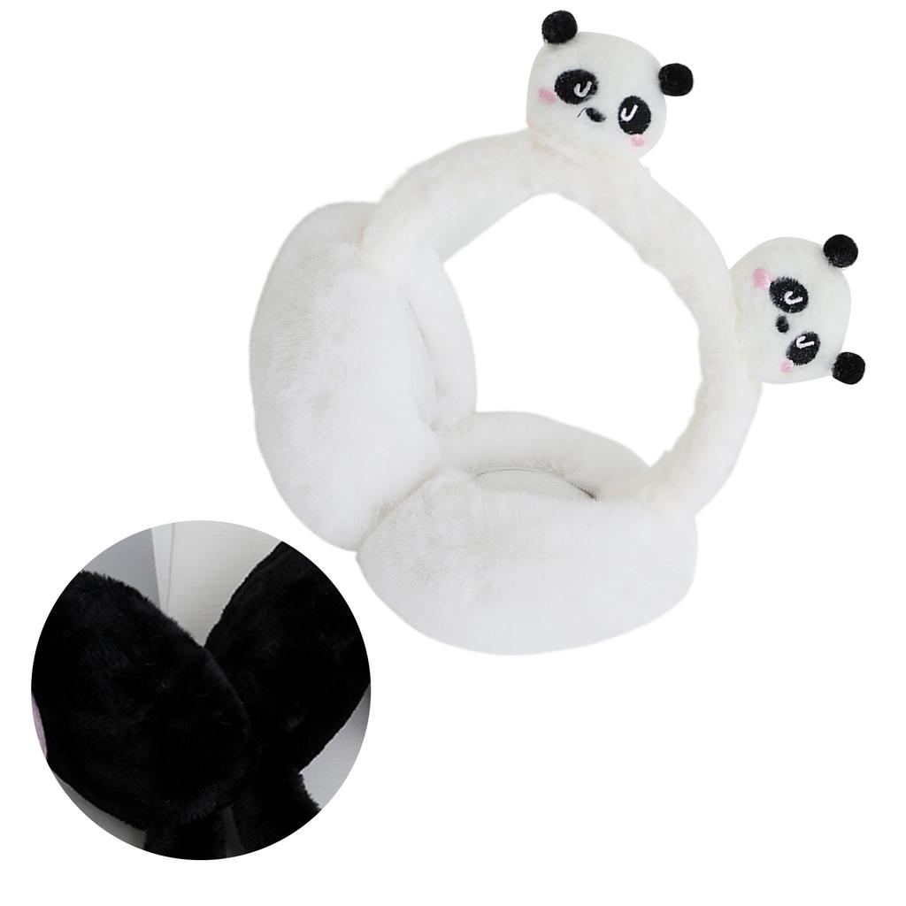 Ear Moving Panda Theme Plush EarMuffs for Women and Kids Ear Warmer Headband for Winter Christmas New Year Gifts