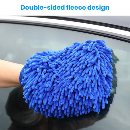 1 Pair Chenille Microfiber Car Wash Mitt Scratch Lint Free Double-sided Cleaning Strong Water