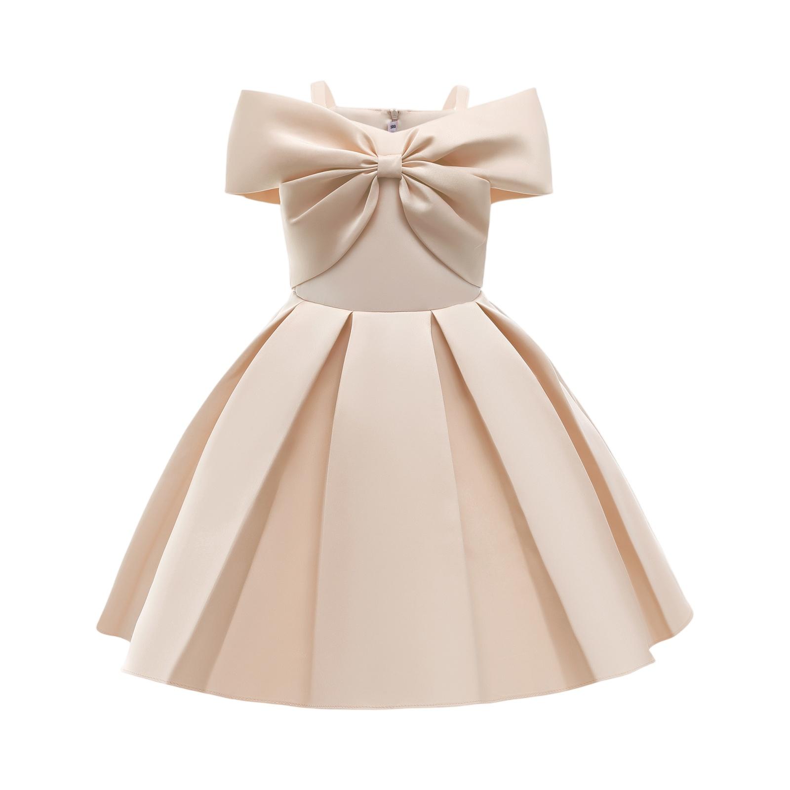 Girls Formal Dress Sleeveless Party Dress Princess Dress Flower Girl Dress Special Occasion Dress for Kids with Bowknot Detail and Pleated Skirt 100