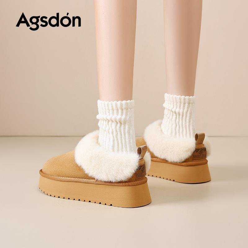 Low-top snow boots, new autumn and winter thick-soled piled and thickened fluffy cotton shoes