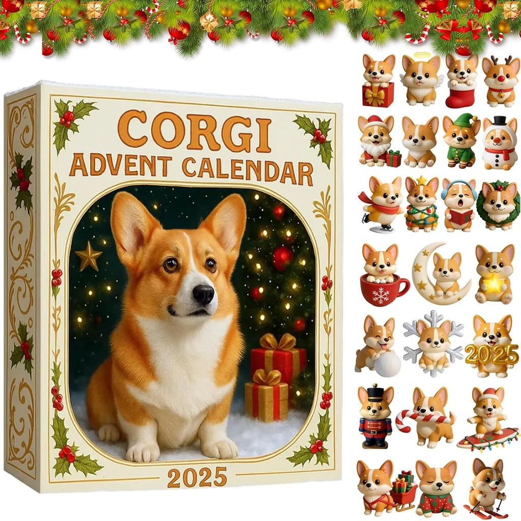 Coigi Advent Calendar 2026, 24 Days Countdown With Cute Corgi Mini Ornaments, Dog-Themed Christmas Decoration Set For Home Décor