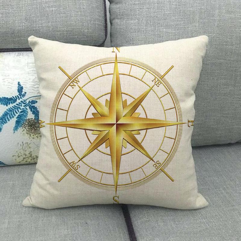 Nautical Elements: Rudder And Compass Digital Printing Short Plush Pillow Covers For Car Sofa Office Cushion Cover Home Goods