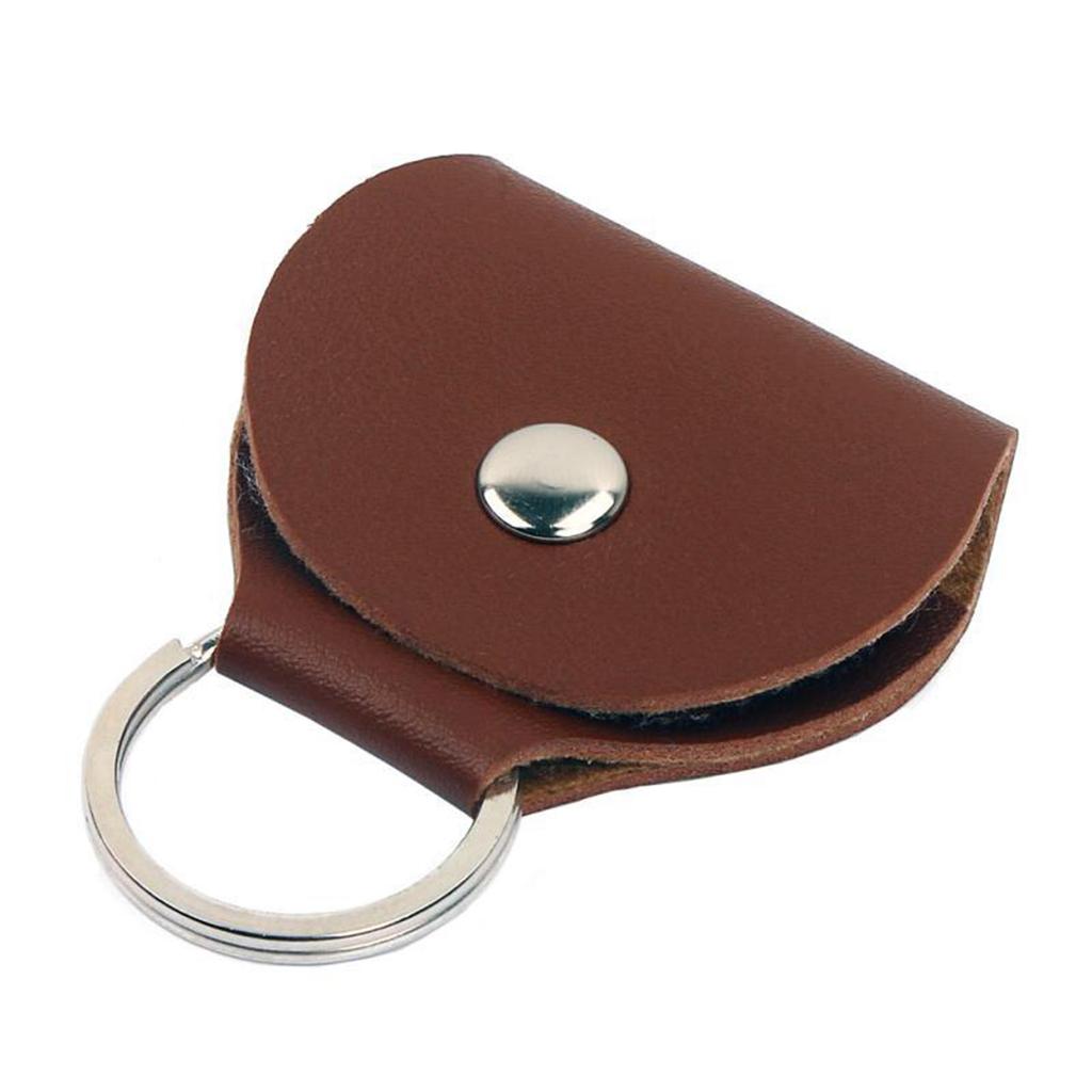 Gitarrenplektrum-Haltertasche PU Einfach Tragbar Multifunktional Gitarrenplektrum-Tasche Schlüsselanhänger Geschenke Braun
