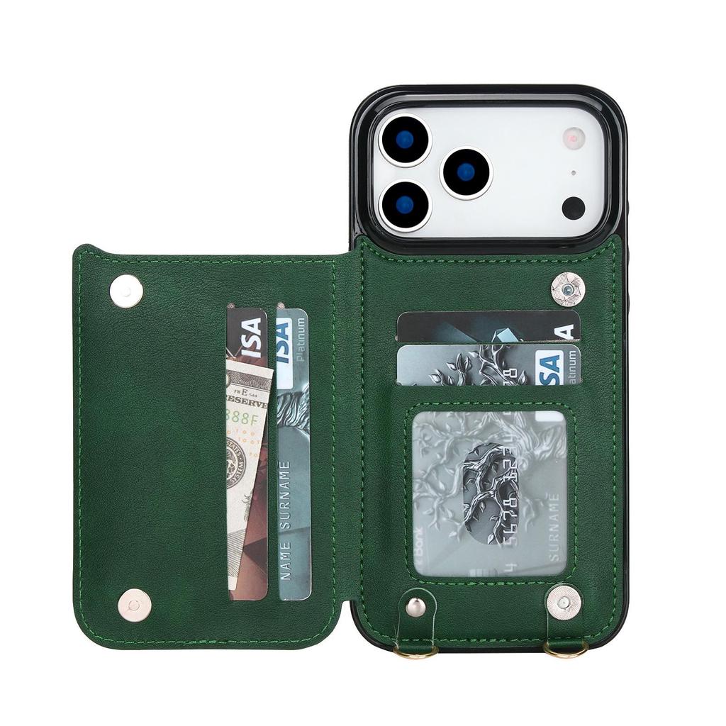 Leather Crossbody Buckle Holder with Card Slot for iPhone 17 Pro Max