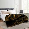 Black and gold Polynesian tribal patterns Blanket for Sofa Bed Travel Camping Living Room Office Conditioning Blanket