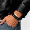 Custom Multi Layers Leather Bracelet for Men,Classic Metal Tube Handmade Braided Wristband,Gift for Husband Father Boyfriend