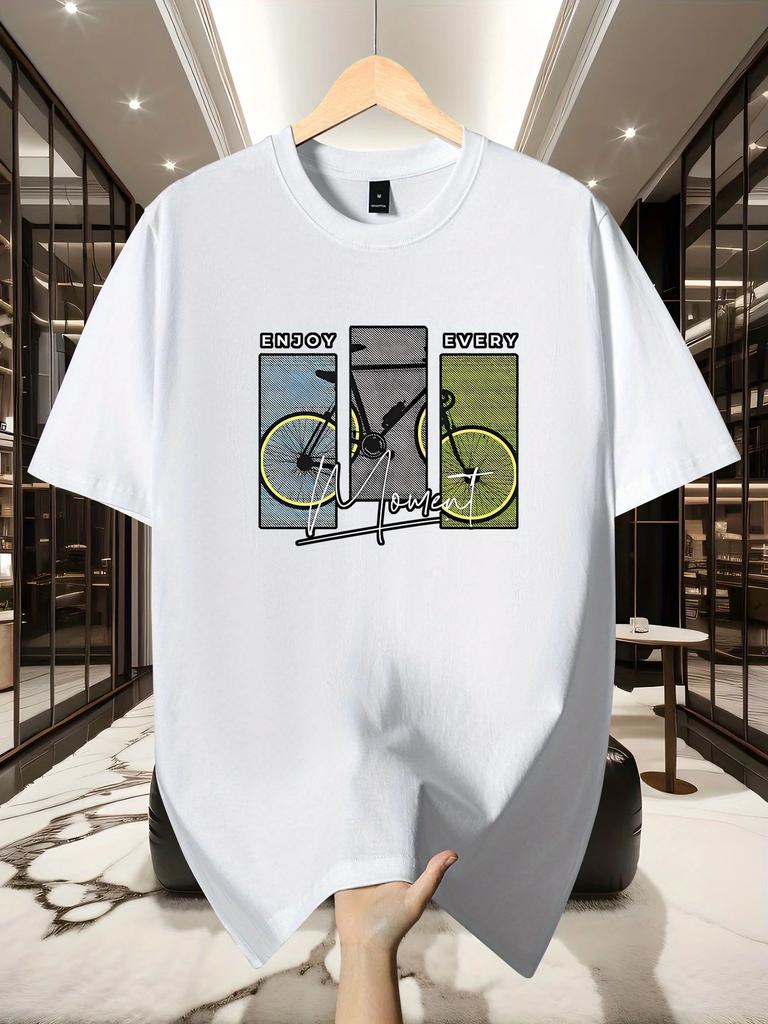 Unisexs Bicycle Art Graphic Tee Casual Cotton Short Sleeve Tops