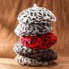 French Style Winter Warm Beanie Hat Berets for Women Leopard Print Hat Beret French Hat
