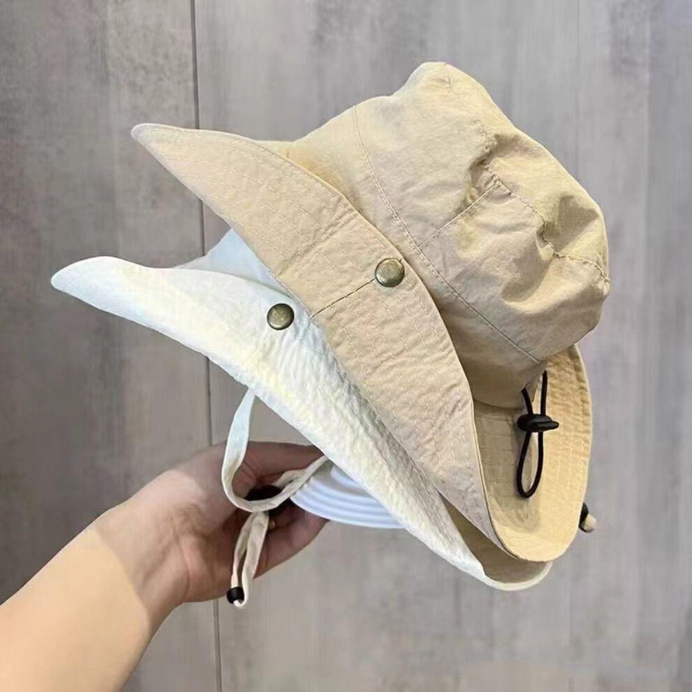 Korean Style Children's Fishmen Hat Drawstring Kid Summer Sun Hat  Mountaineering Cap