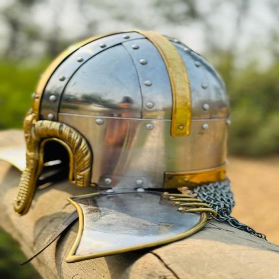 Viking Chainmail Helmet Armor Chain Mail Helmet Medieval Brass Helmet Chainmail Hand Forged Armor Helmet Best Gift