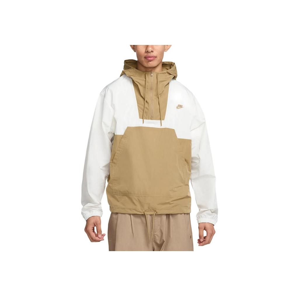 Nike Clubsportswear Marina Hooded Comfortable Fashion Long Sleeve Jacket Men Jacket Sail Parachute-Beige Light-Khaki HJ1958-133