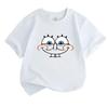 Kids Boys Girls 100% Cotton Crew Neck Short Sleeve T-Shirt, Cute Cartoon Smiling Big Eyes Funny Casual Soft Breathable Tee for Daily Play Lightweight