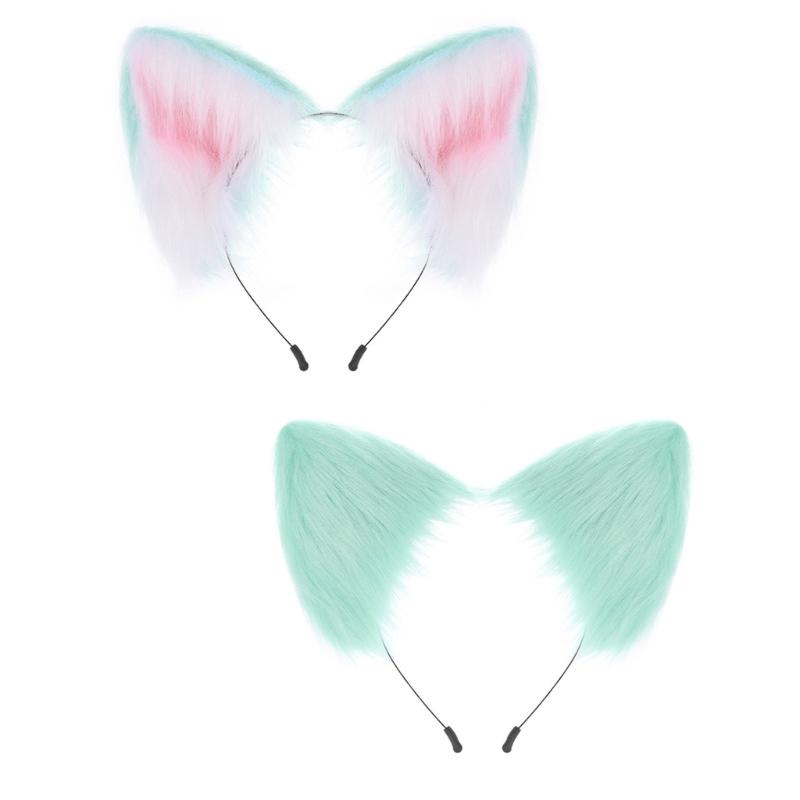 Realistic Foxes Tail And Ears Set For Women Cosplay Faux Furs Costume Headband and Tail Convention Role Play Accessories