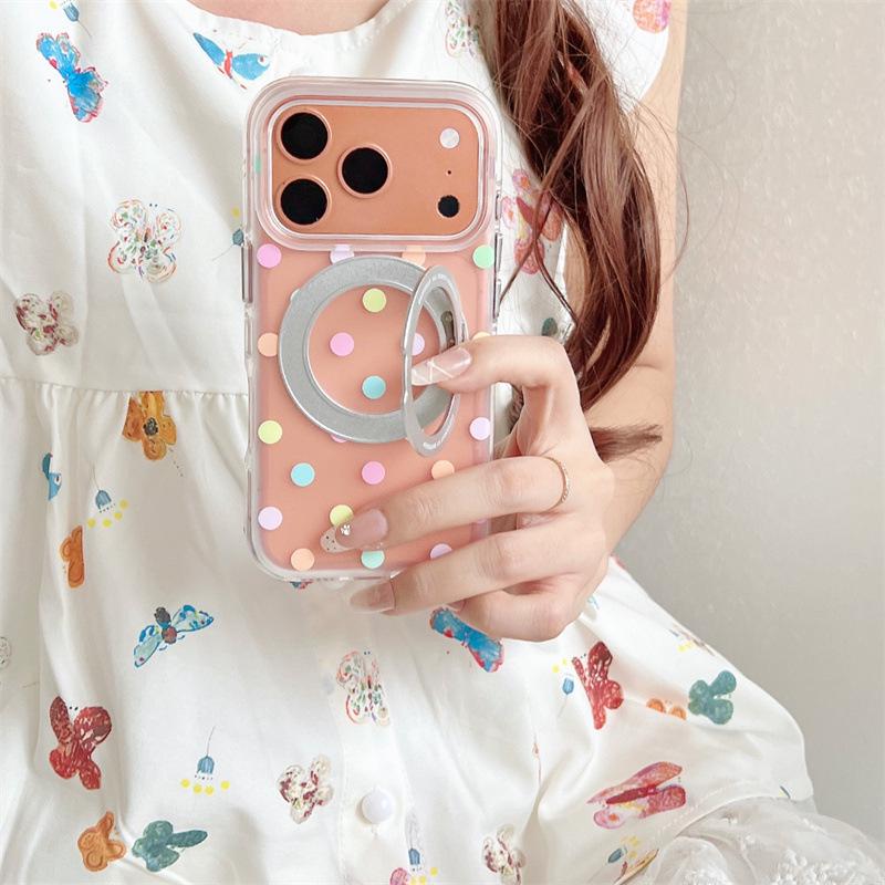 

Frosted Color Dot Magnetic Stand Case for iPhone 17/16 Pro Max/15/14 iPhone 13