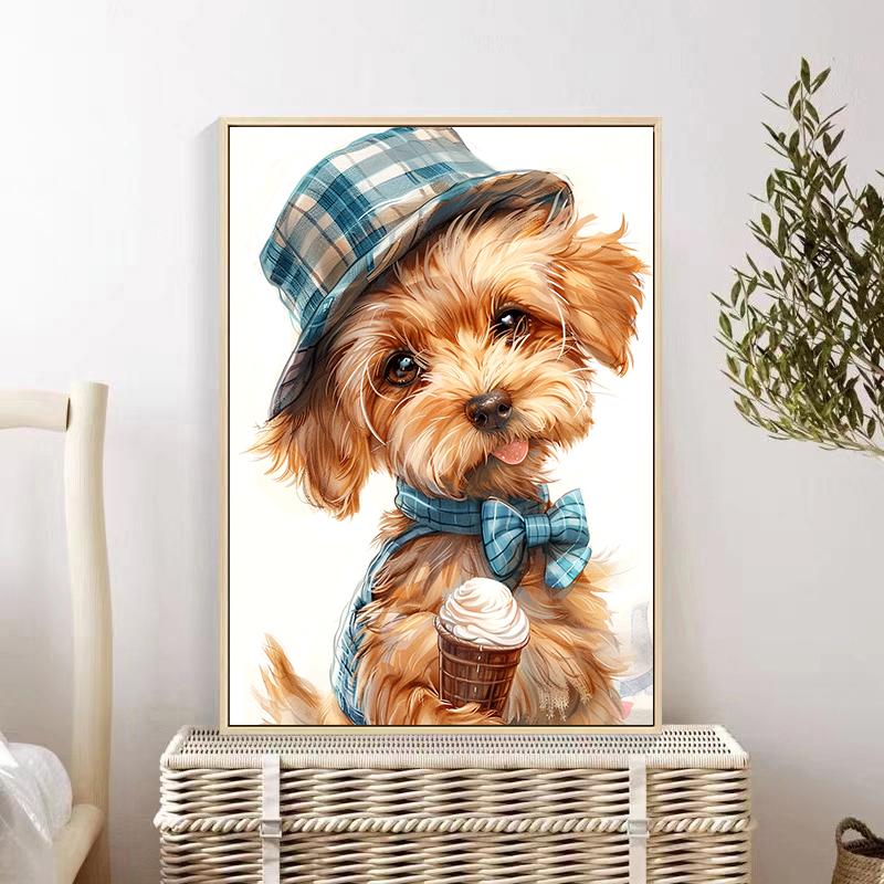 5d DIY Diamond Painting Cross Stitch Cute Pet Puppy Diamond Embroidery Mosaic Full Round Drill Home Decor Arts
