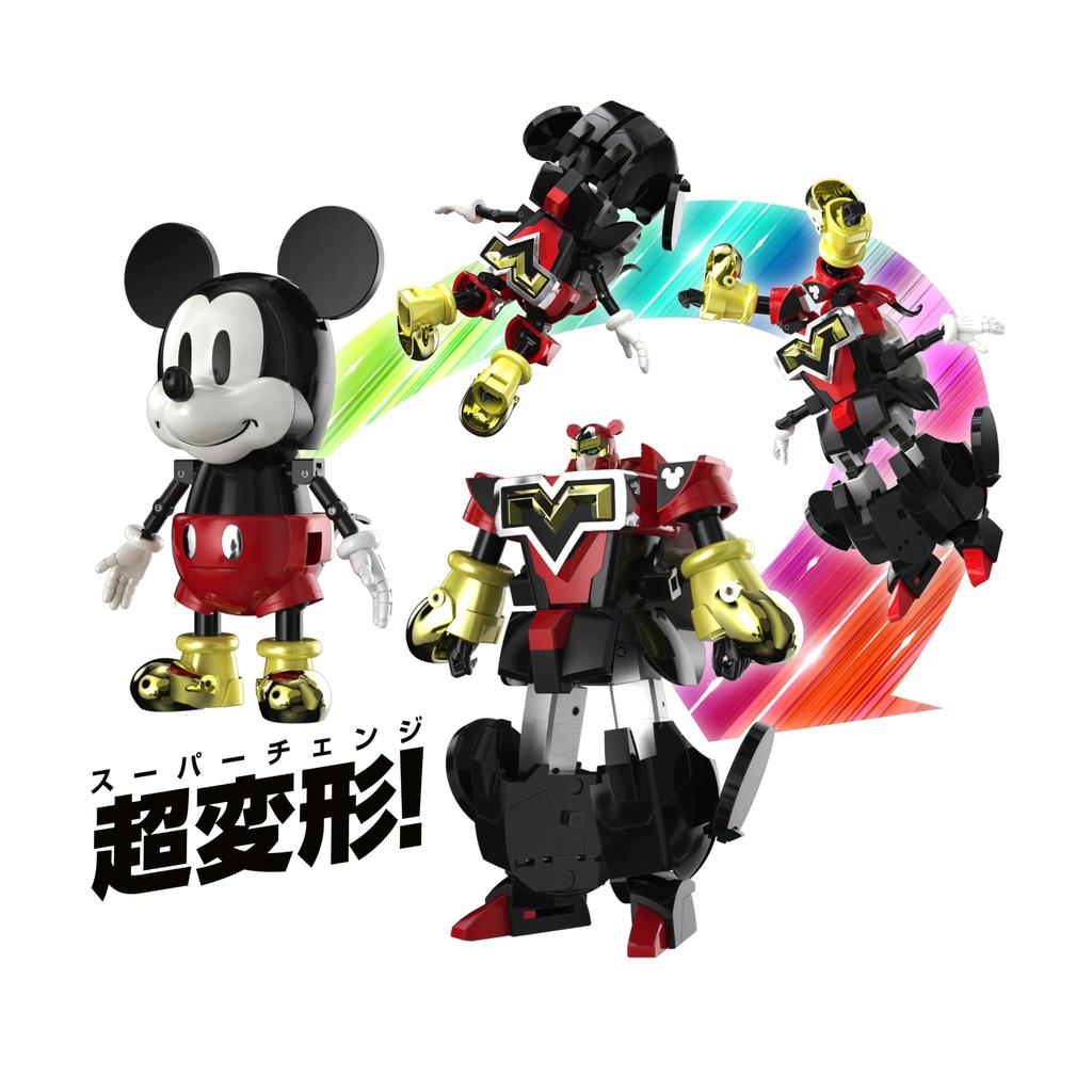 TAMASHII NATIONS Chogokin Disney Character Super Transformation Mickey Mouse by Kunio Okawara, approximately 125mm die-cast, ABS, and PVC pre-painted