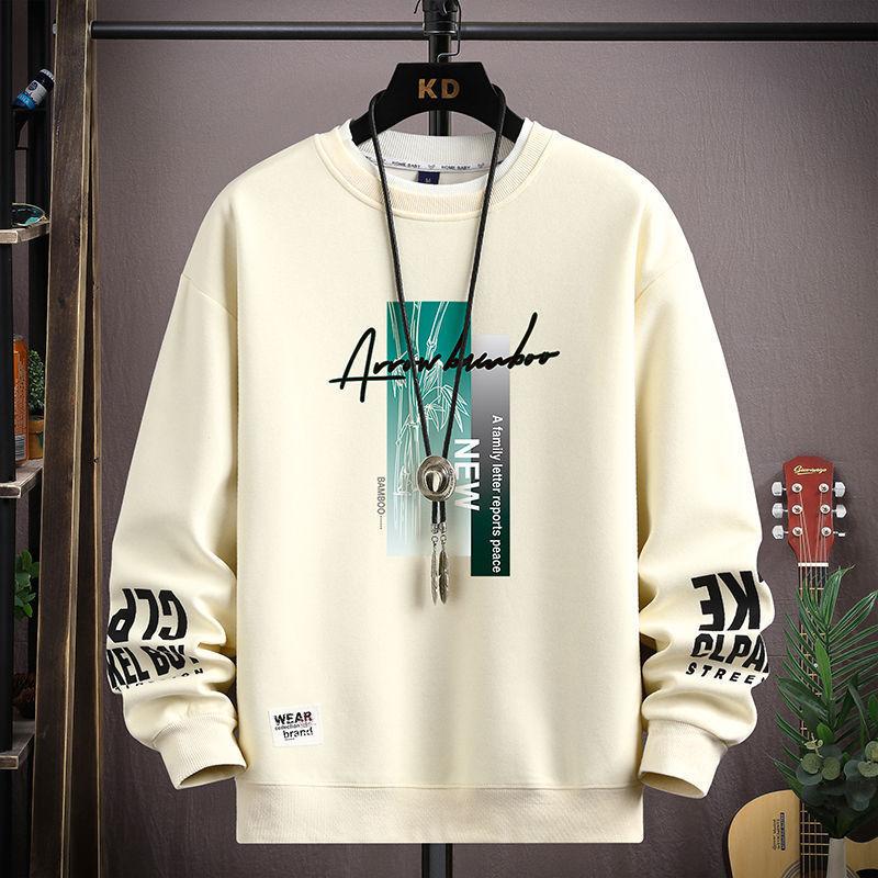 

Весенняя мужская толстовка с длинным рукавом с принтом японских мультяшных кошек, модная мужская одежда цвета хаки с круглым вырезом, топ Harajuku 2024 года, новинка 3XL бежевый