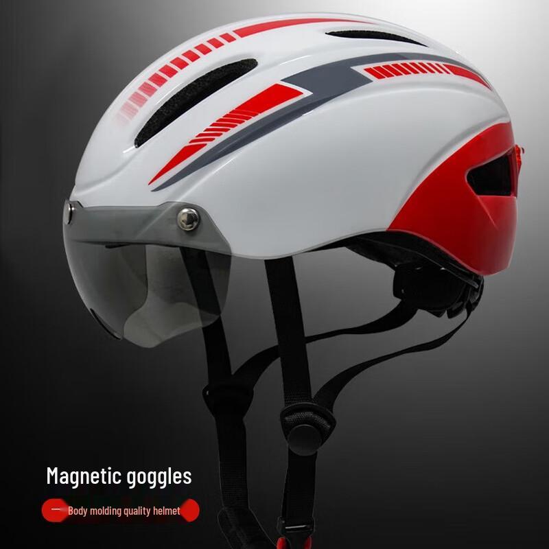 Lishi Cycling Helmet with Goggles and Taillight One Size