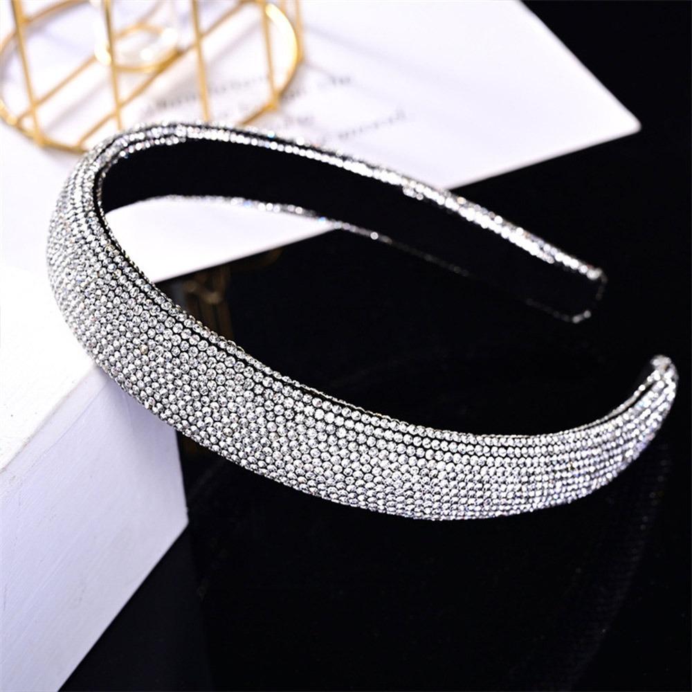 Fashion Sparkling Rhinestone Headband Cute Full Rhinestone Shiny Hair Hoop Sweet Style Velvet Headwear Wash Face