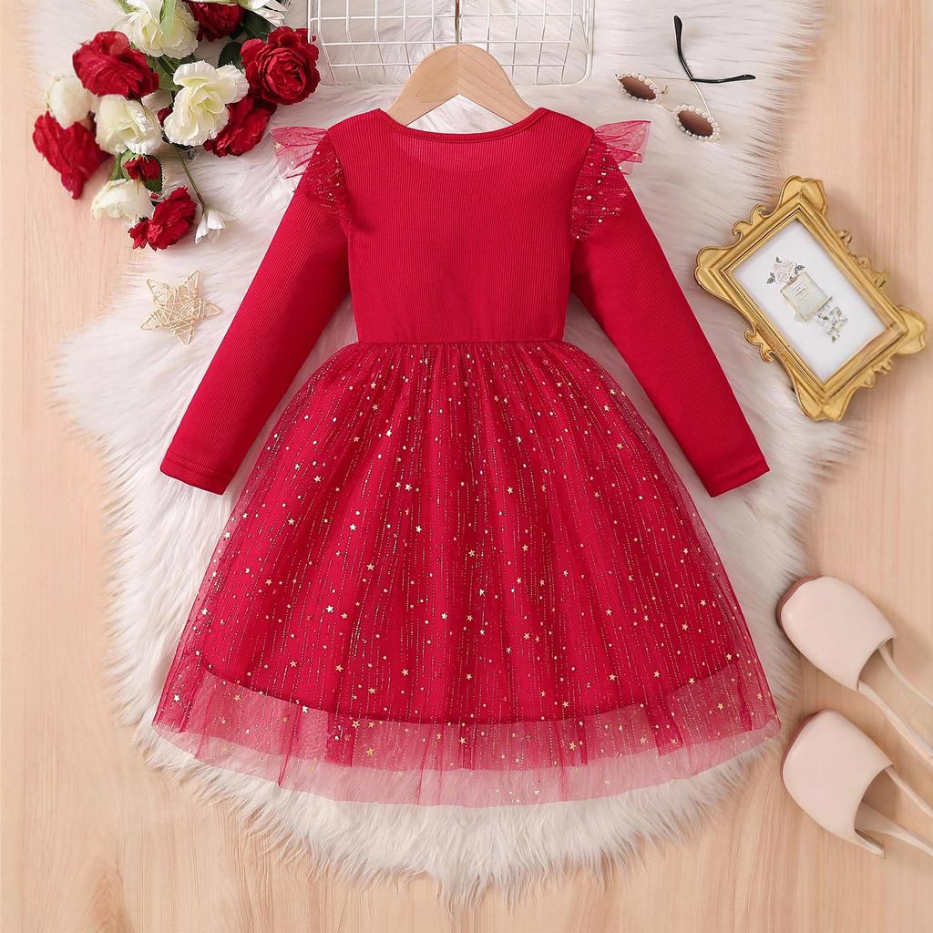 Foreign Trade Baby Girl Long-sleeved Bow Dress 2026 Autumn New Style Little Girl Fashionable Mesh Dress Princess Dress
