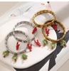Mixed Color Italian Square Module Christmas Pendant Bracelet Set