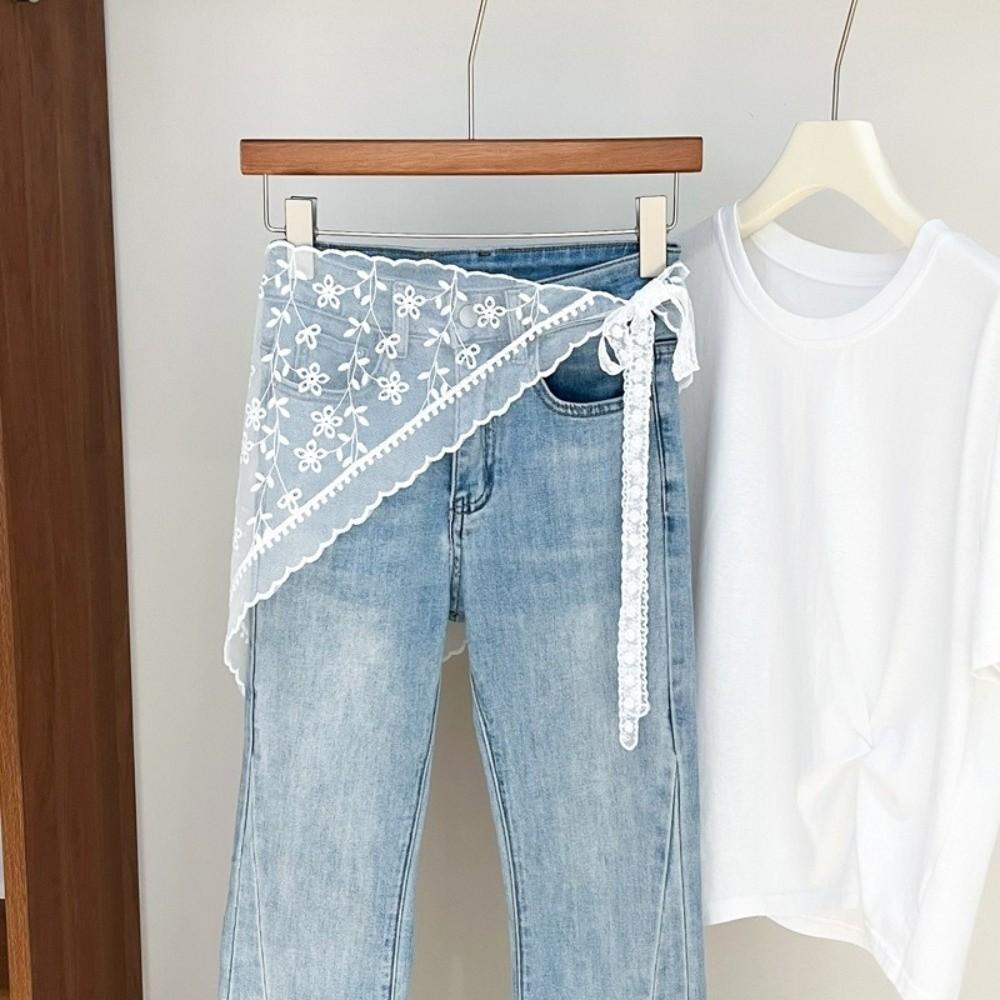 Slim Fit Lace Fart Curtain Jeans Decor Women's Scarf Trendy Hip Curtain  for Women