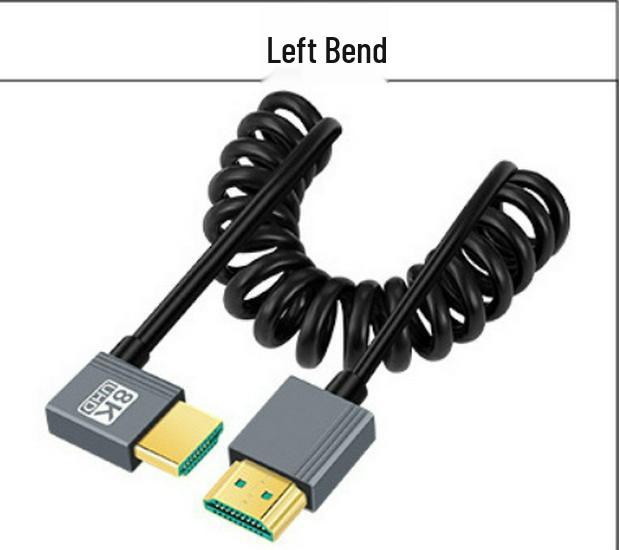 Ultra-Fine HDTV 2.1 Side Elbow Retractable Spring Cable for 8K60Hz/4K120Hz Camcorder and SLR