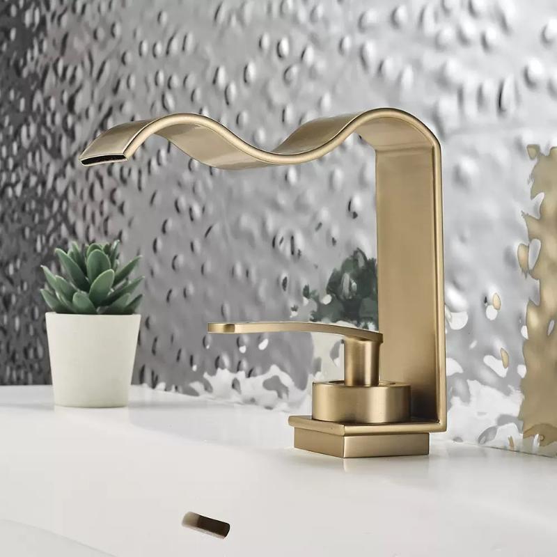 Modern Waterfall Faucet Single Handle 1 Hole Bathroom Sink Faucet Lavatory Vanity Wash Basin Water Faucet Vessel Crane Mixer Tap