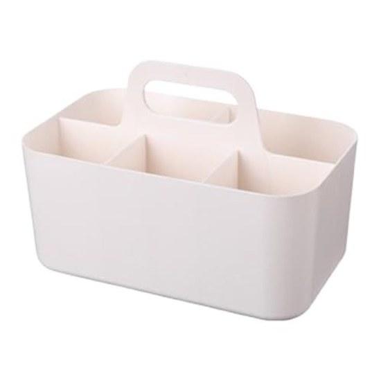 Asdays storage case handle small item holder box cute kitchen living room divider stackable (White large size 1 piece)