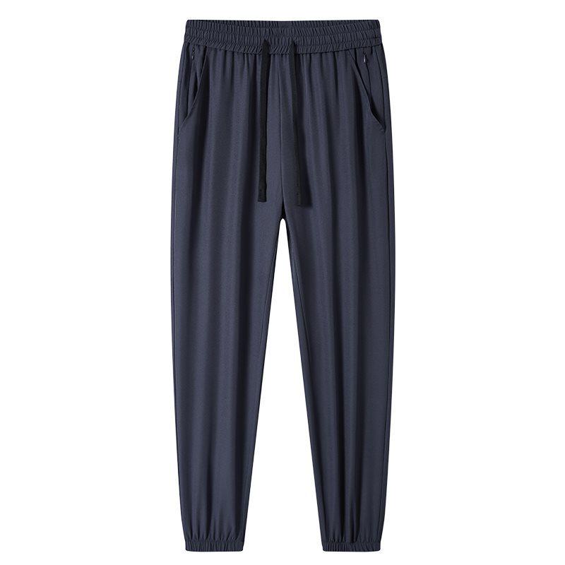 Ice Silk Summer Joggers with Zipper Pockets - Stylish, Casual & High Elasticity XL