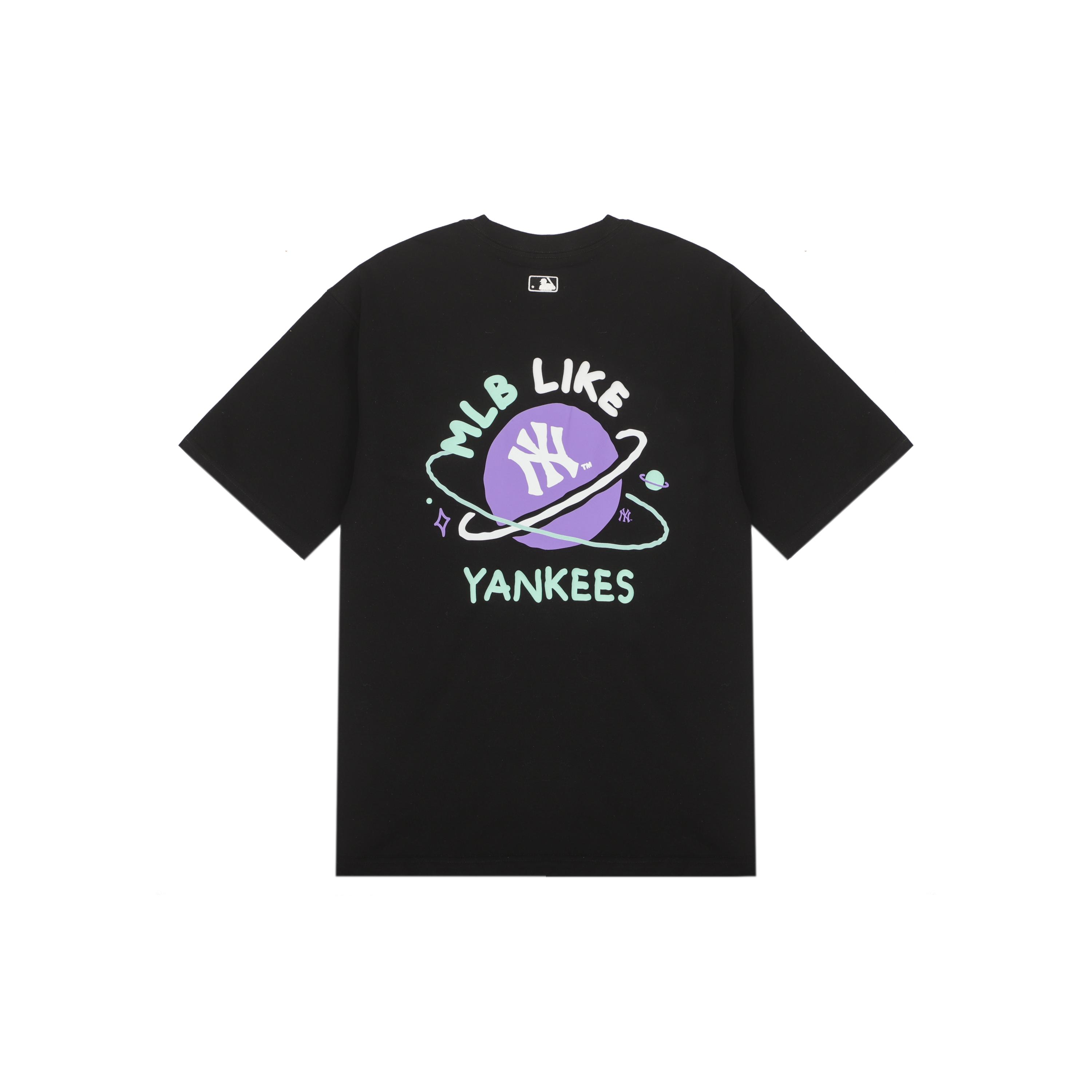 

New MLB Drop Shoulder Sleeve T Shirt Unisex Black 3ATSE1223-50BKS XS