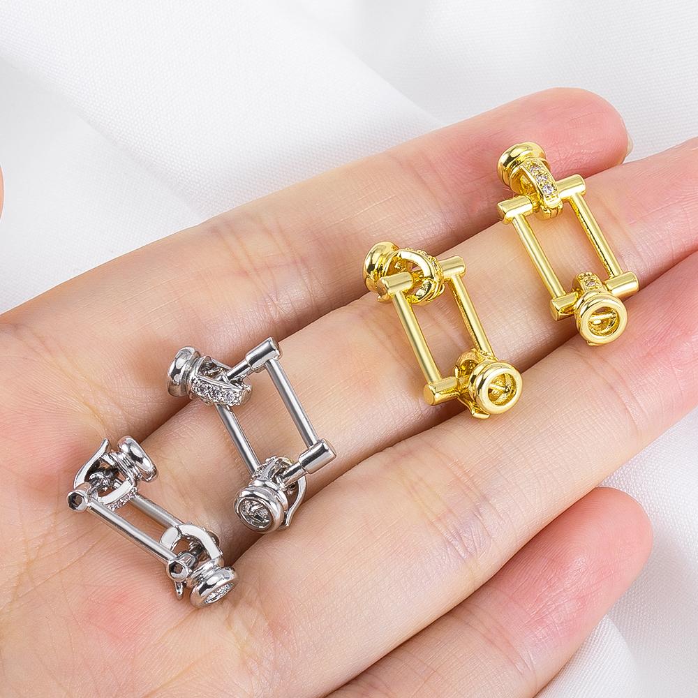 14K Gold Plated Messing Rechteck Perlenverschlüsse Schloss Schmuckverschluss Verschlossener Verschlussverbinder DIY Armband Halskettenherstellung Zubehör