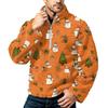 Men's Christmas Print Flannel Zip-Up Sweatshirt with Stand Collar, Plus Size Casual Top for Fall Winter