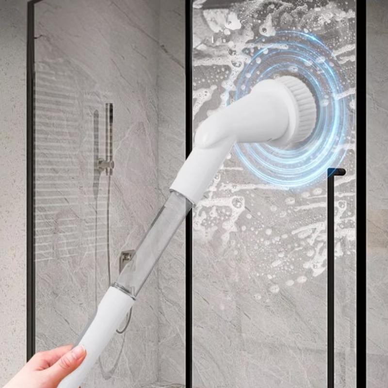 Eight in One Multifunctional Cleaning Brush Handheld Charging Long Handle Automatic Rotating Telescopic Cleaning Brush белый