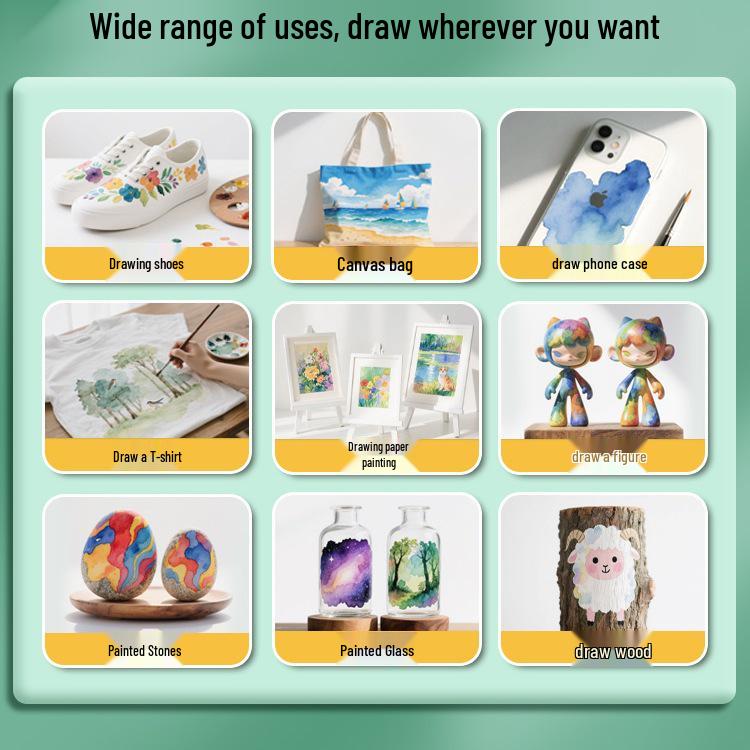 Waterproof Acrylic Paint Set - Fade-Resistant and Washable for Kids' Graffiti and Textile Art