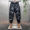 Men's Plush Thickened Leather Motorcycle Pants - Windproof, Warm, Casual Leggings for Autumn and Winter
