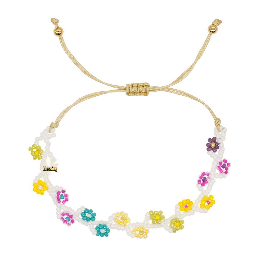 

Набор для создания браслета своими руками «Маргаритка и цвет персика»: Плетёный вручную подарок дружбы для девушки