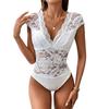 Sexy Summer Style Slim-fitting V-neck Lace Sleeveless White Jumpsuit
