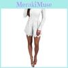 Fashion Elegant Womens Casual Romper Dress Lace Long Sleeve Sexy Jumpsuit Short