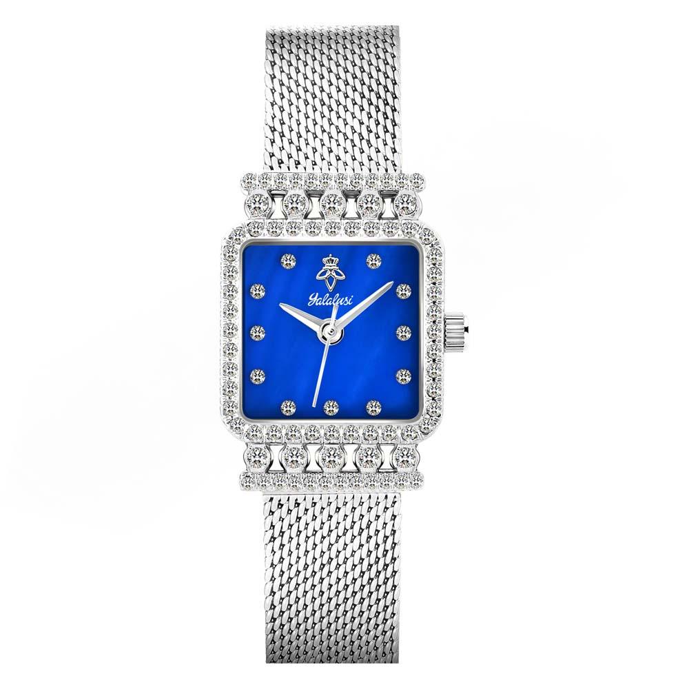 Yalalusi New Women Watch Fashion Luxury Diamond Square Dial Mesh Band Quartz Wristwatch High Quality Elegant Ladies Dress Clock
