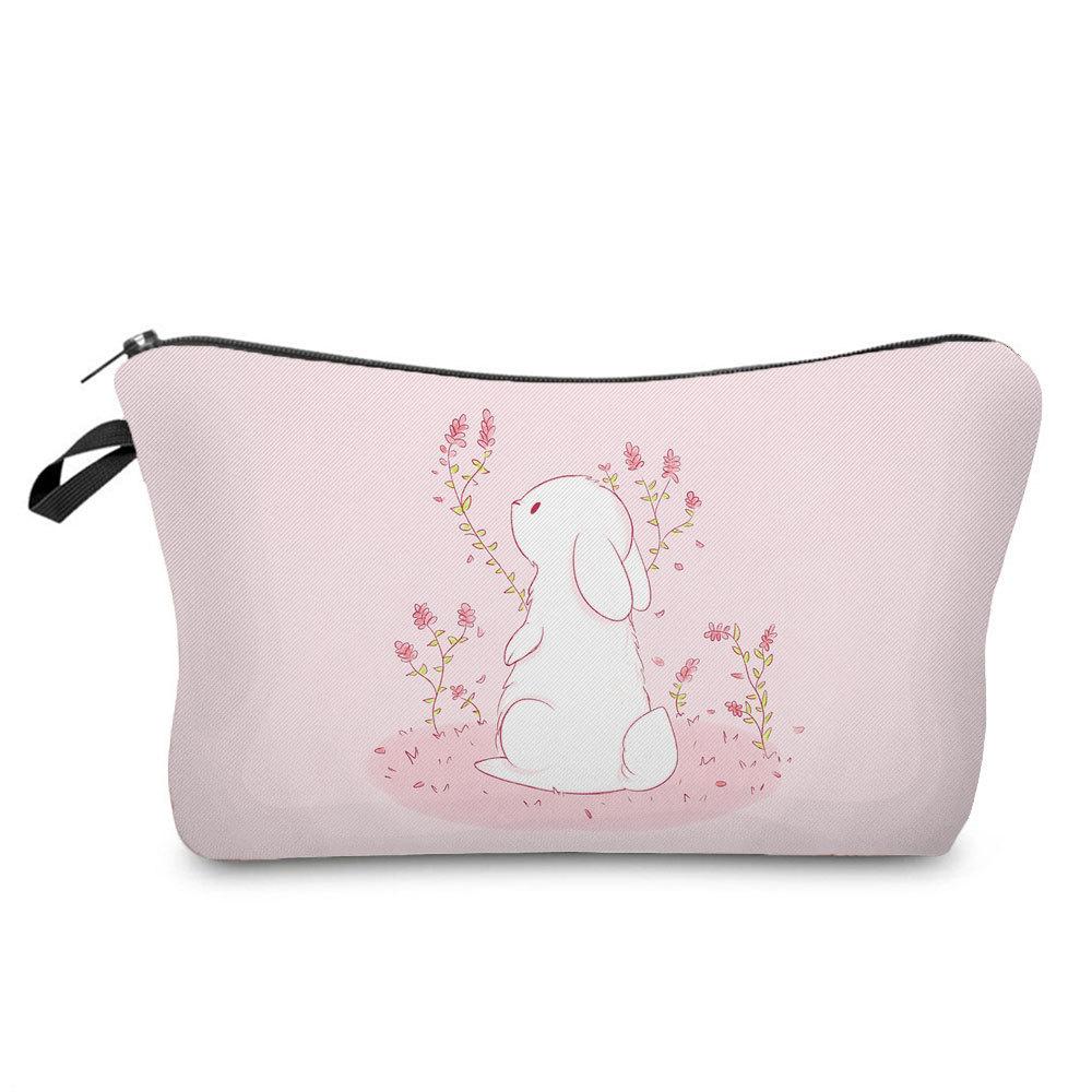 Women Rabbit Print Cosmetic Bag Toiletries Organize Travel Storage Case  6412 KTB