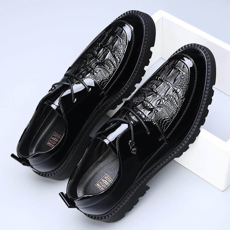 Large size 4 men's shoes new spring business breathable height increase casual leather shoes men's groom wedding shoes