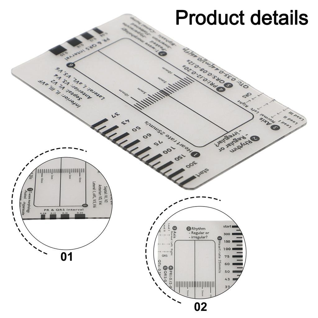 1/2pcs Ecg 7 Step Ruler 7 Step Scale Portable Transparent 7step Ruler Measurement Tool For Ecg Interpretation