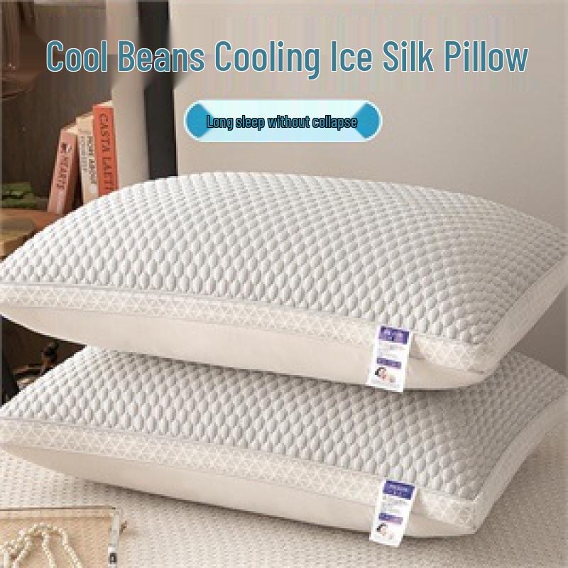 

Summer Cool Ice Bean Neck Support Pillow - Non-Collapsing, High & Low Design Low Pillow 48*74