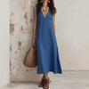 2026 Women's Solid Color Dress, New European and American French Lazy Style, Sleeveless Deep V-neck Loose Version